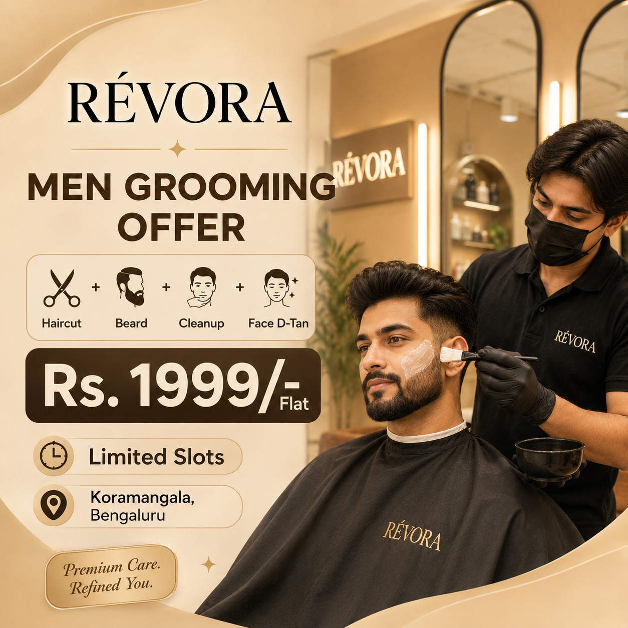 Men’s Hair Cut Offer – Hair Cut + Hair Wash + Blow Dry | Révora Salon Koramangala