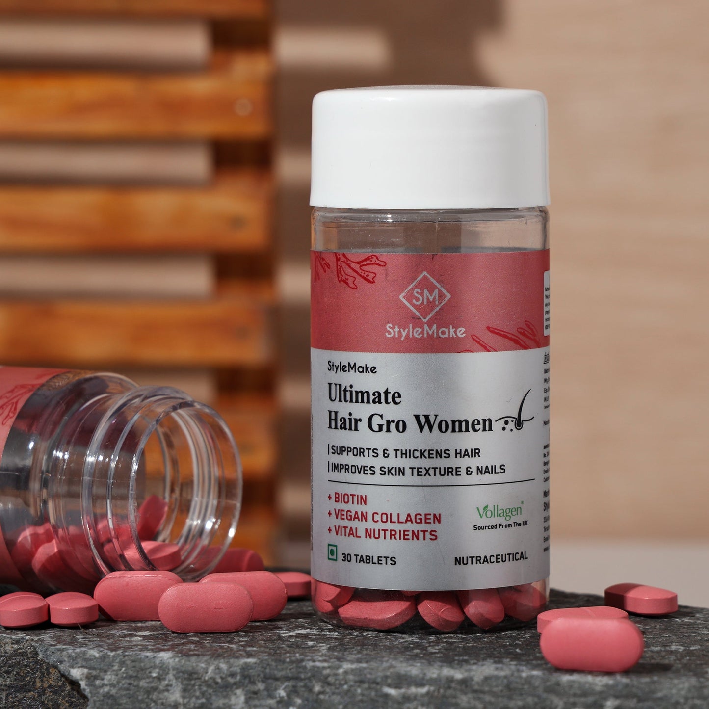 StyleMake Ultimate Hair Gro Vitamin for Women | Premium Formula with Biotin + Vegan Collagen from the UK | Reduces Hair Loss, Promotes Regrowth, Enhances Skin & Nail Health | 30 Tablets