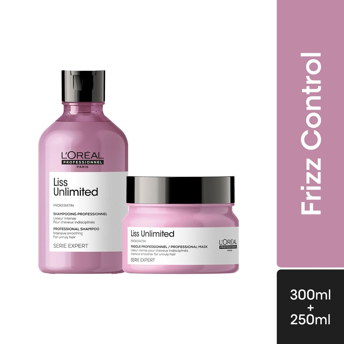 L'Oréal Professionnel Liss Unlimited Shampoo for Frizzy & Unruly Hair - 300ml | Intensive Smoothing Shampoo for Frizz-Control | Enriched with Pro-Keratin | Increases Softness & Shine