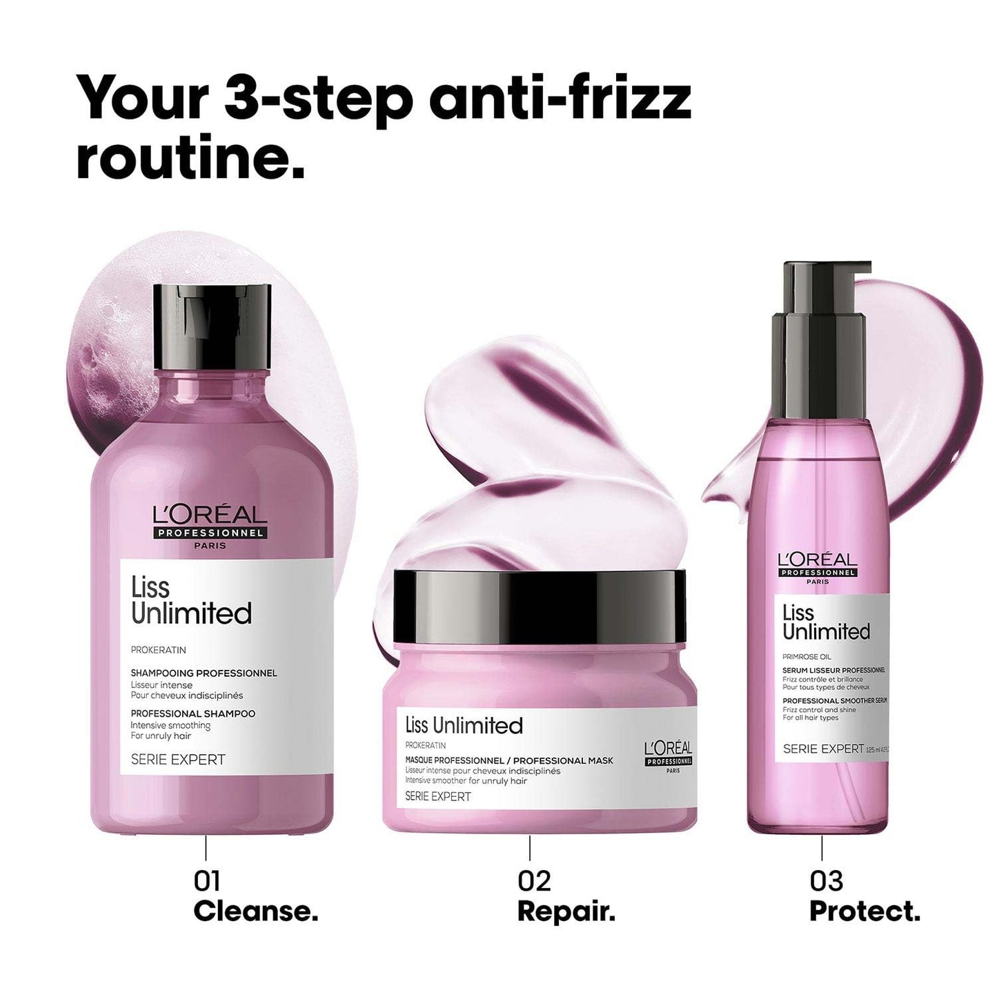L'Oréal Professionnel Liss Unlimited Shampoo for Frizzy & Unruly Hair - 300ml | Intensive Smoothing Shampoo for Frizz-Control | Enriched with Pro-Keratin | Increases Softness & Shine