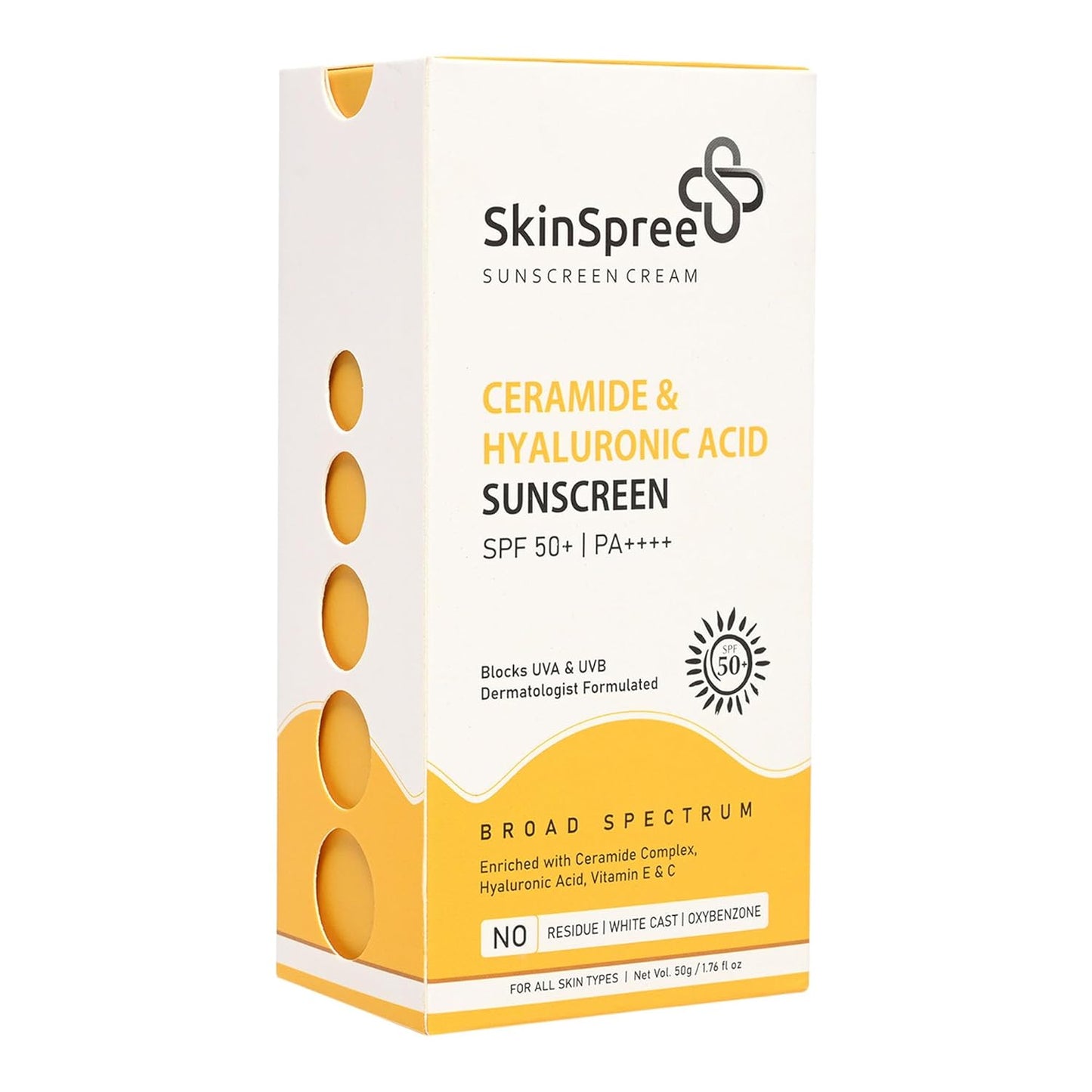SkinSpree Sunscreen SPF 50+ & PA++++ for UVA, UVB and Blue Light Protection | Non Comedogenic | No White Cast | Lightweight cream formula for men and women | 50gm