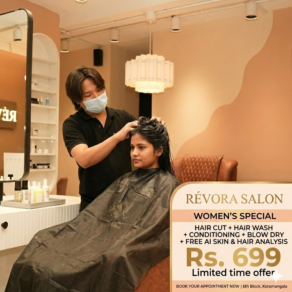Women Hair Cut + Wash + Blow Dry + Conditioning + AI Analysis - Limited Offer at Révora Salon, Koramangala