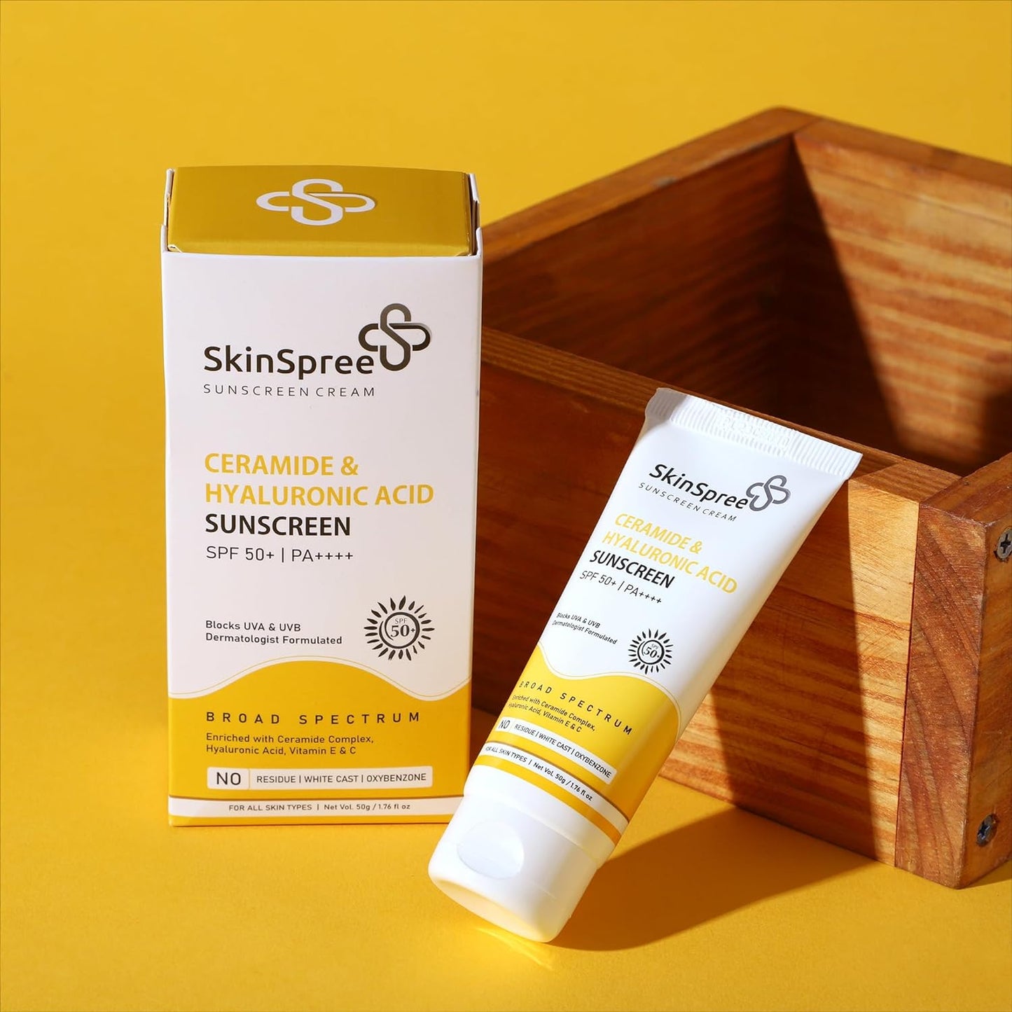 SkinSpree Sunscreen SPF 50+ & PA++++ for UVA, UVB and Blue Light Protection | Non Comedogenic | No White Cast | Lightweight cream formula for men and women | 50gm