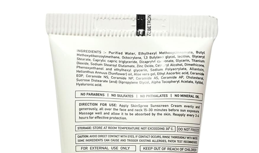 SkinSpree Sunscreen SPF 50+ & PA++++ for UVA, UVB and Blue Light Protection | Non Comedogenic | No White Cast | Lightweight cream formula for men and women | 50gm