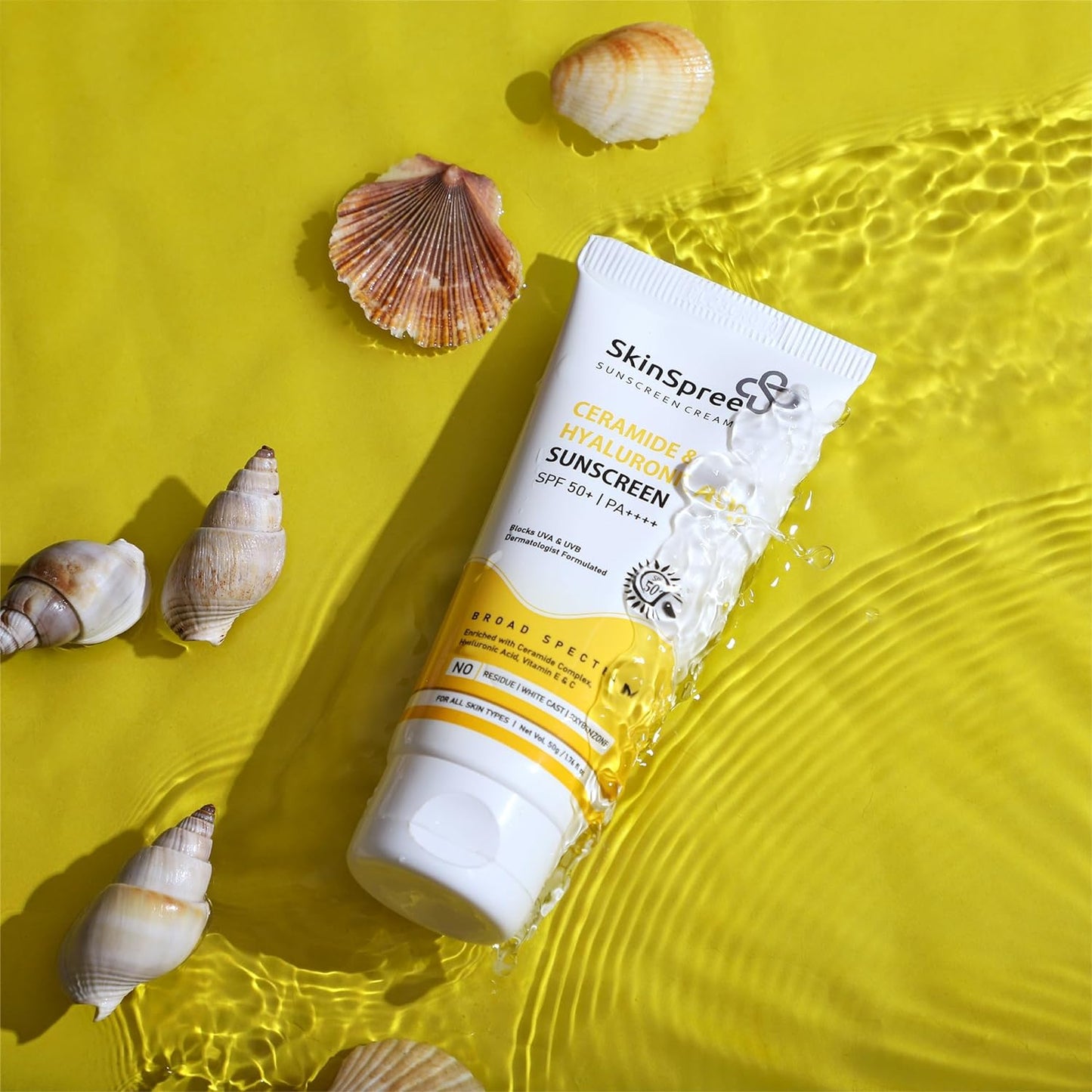 SkinSpree Sunscreen SPF 50+ & PA++++ for UVA, UVB and Blue Light Protection | Non Comedogenic | No White Cast | Lightweight cream formula for men and women | 50gm