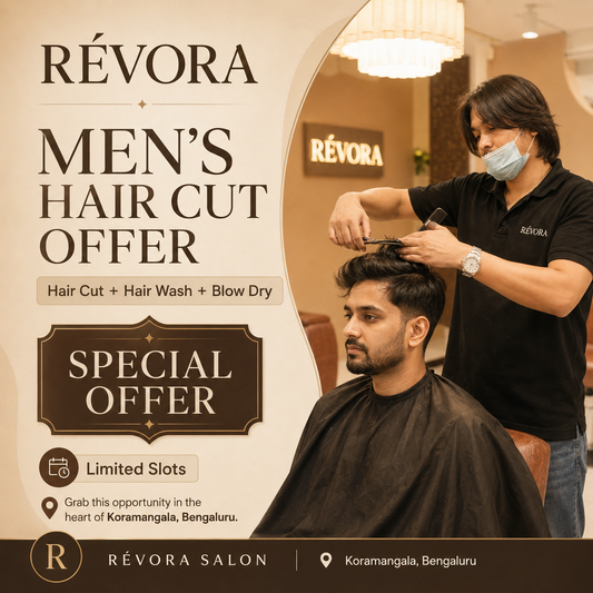 Men’s Hair Cut Offer – Hair Cut + Hair Wash + Blow Dry | Révora Salon Koramangala