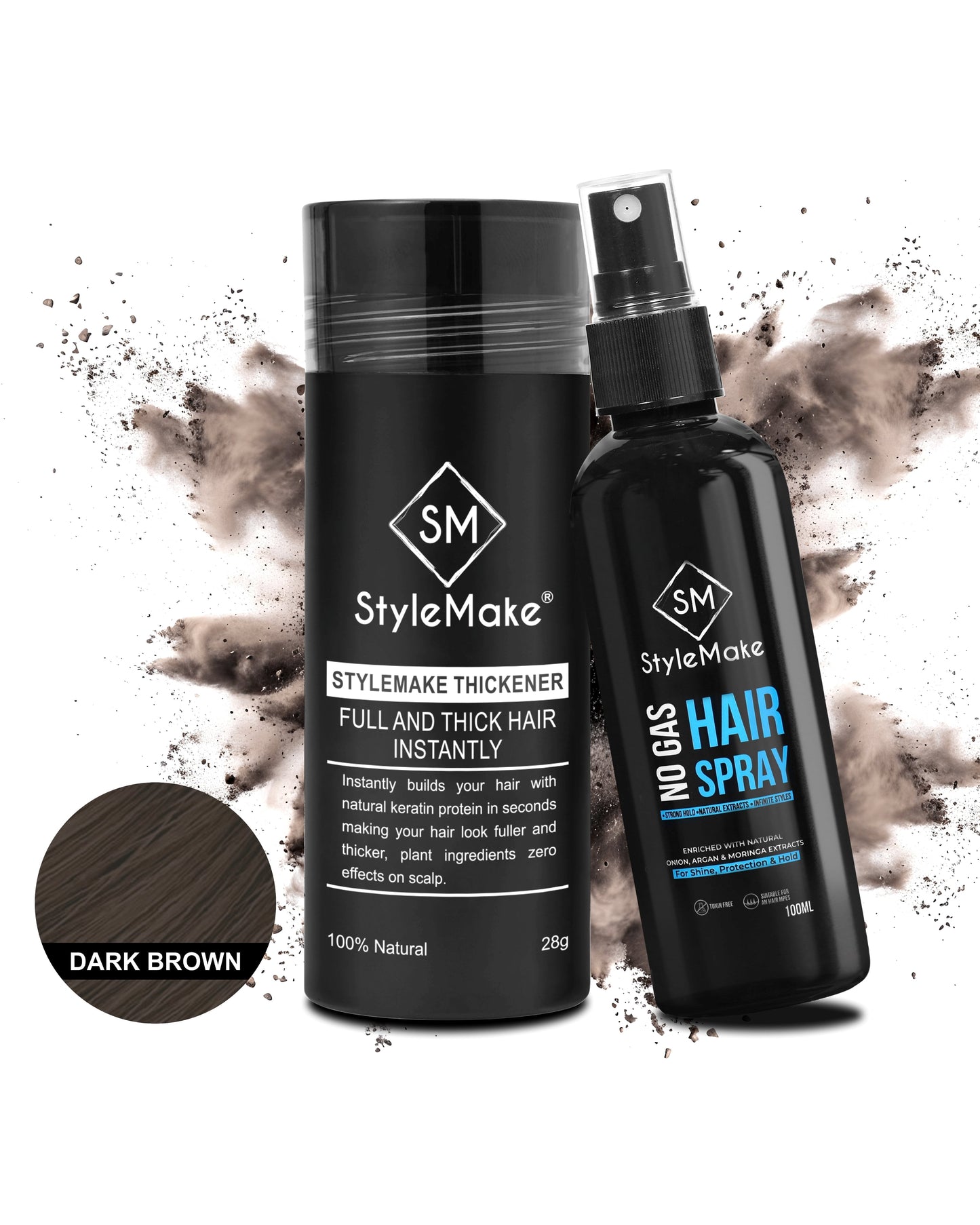 StyleMake Thickener Hair Fibers 28g + StyleMake Applicator — The Precision Duo