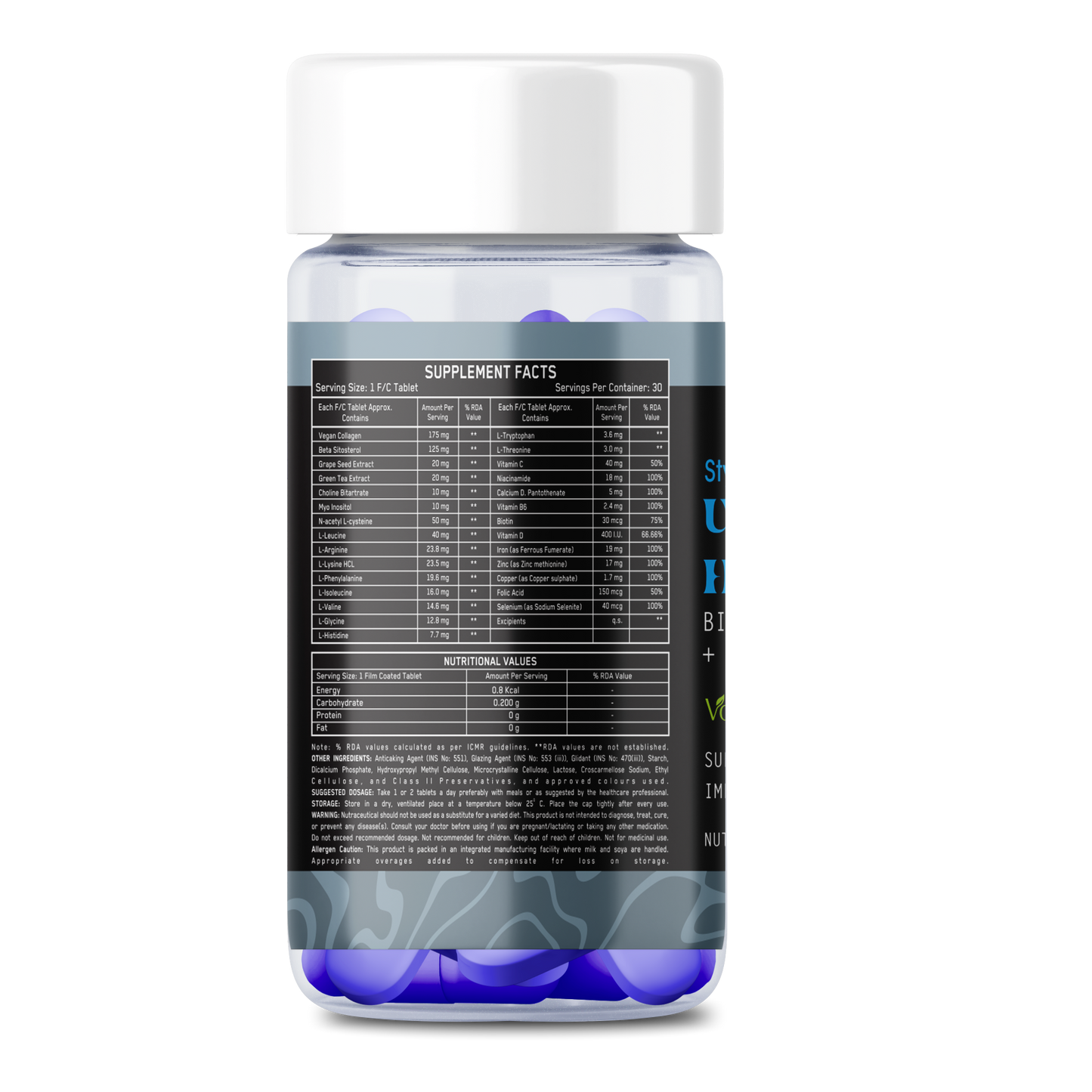 StyleMake Ultimate Hair Gro Vitamin for Men Biotin + Vegan Collagen from UK | Reduce Hair Loss and Promote Regrowth - 30 Tablets